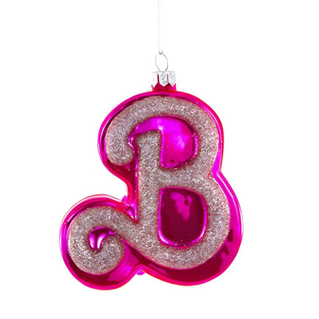 4 Inch Glitter Pink Letter B Ornament