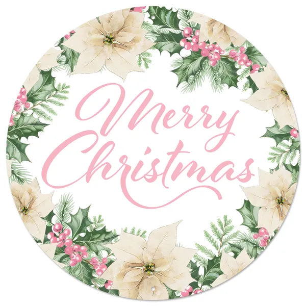 12 Inch Pink And Sage Merry Christmas With Holly Sign