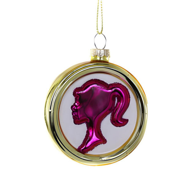 Pink Silhouette Glass Ornament