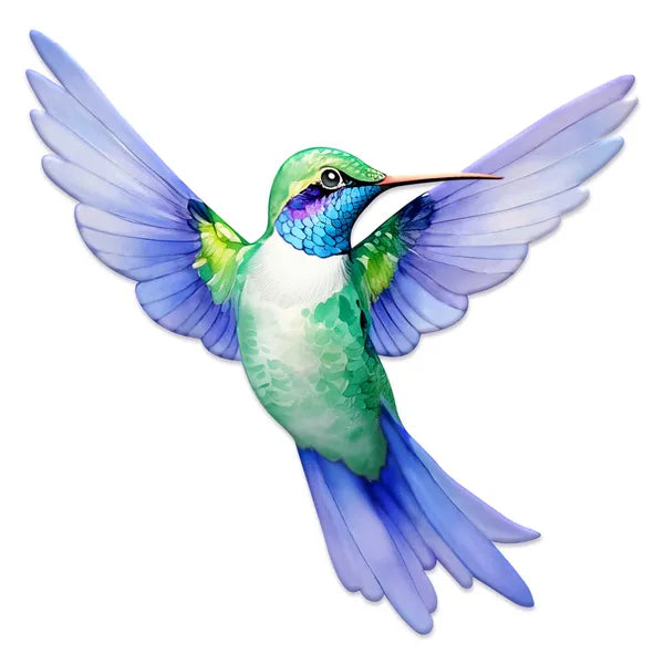 12 Inch Blue And Green Embossed Hummingbird Sign