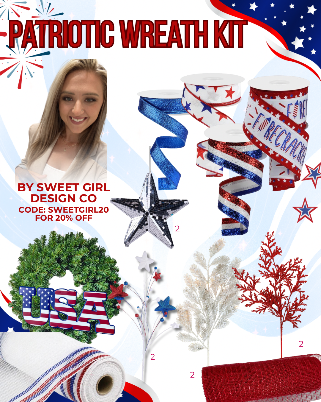 Patriotic Wreath Kit By Sweet Girl Design Co