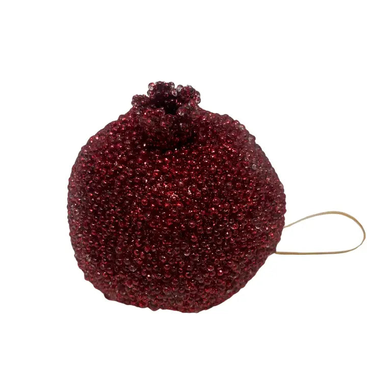 David Christopher's 4 Inch Burgundy Beaded Christmas Pomegranate Ornament
