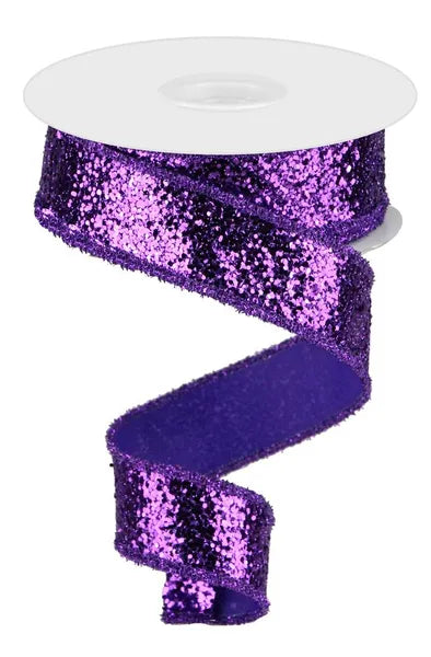 1.5 Inch By 10 Yard Purple Large Glitter Tinsel Ribbon