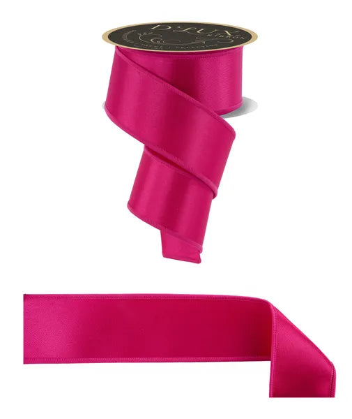 2.5 Inch By 10 Yard Hot Pink Satin Fused Ribbon