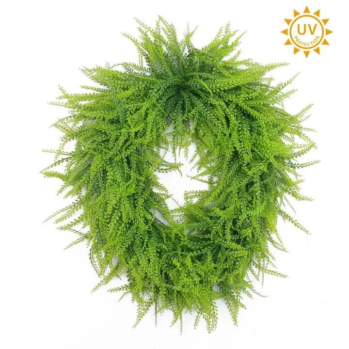 26 Inch Green Bead Grass Oval Wreath
