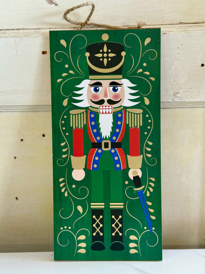12.5 Inch Green Nutcracker With Sword Sign