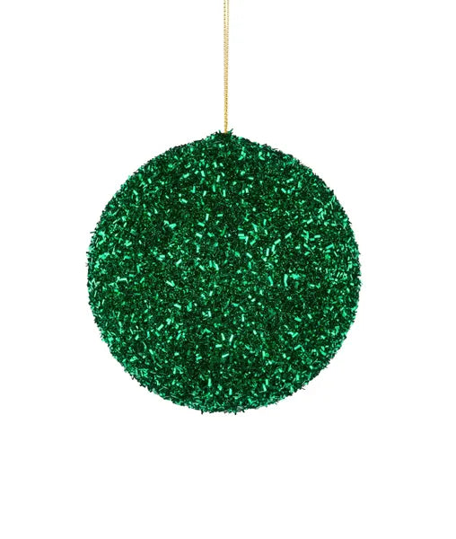5 Inch Emerald Green Foil Glitter Ball Ornament
