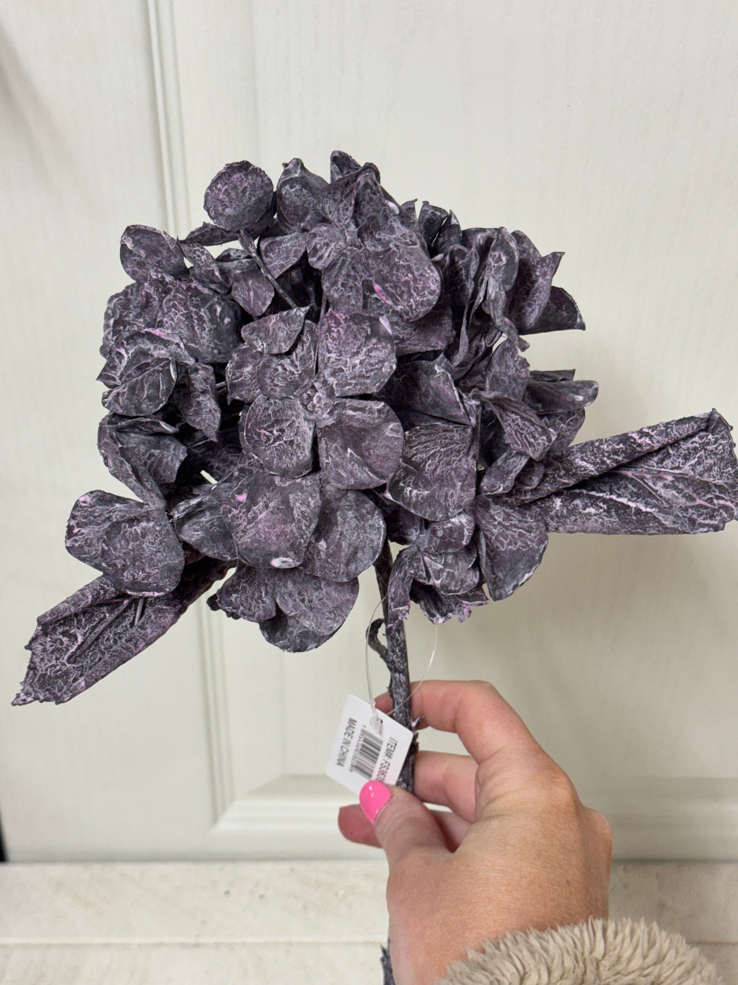 13 Inch Dried Burgundy Hydrangea Spray