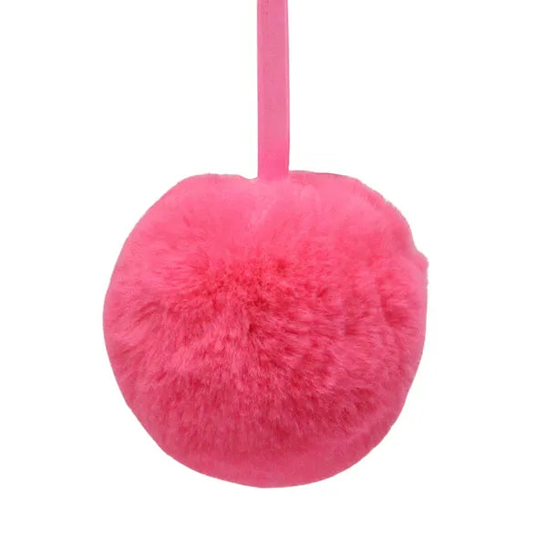 4 Inch Pink Furry Pom Pom Ornament