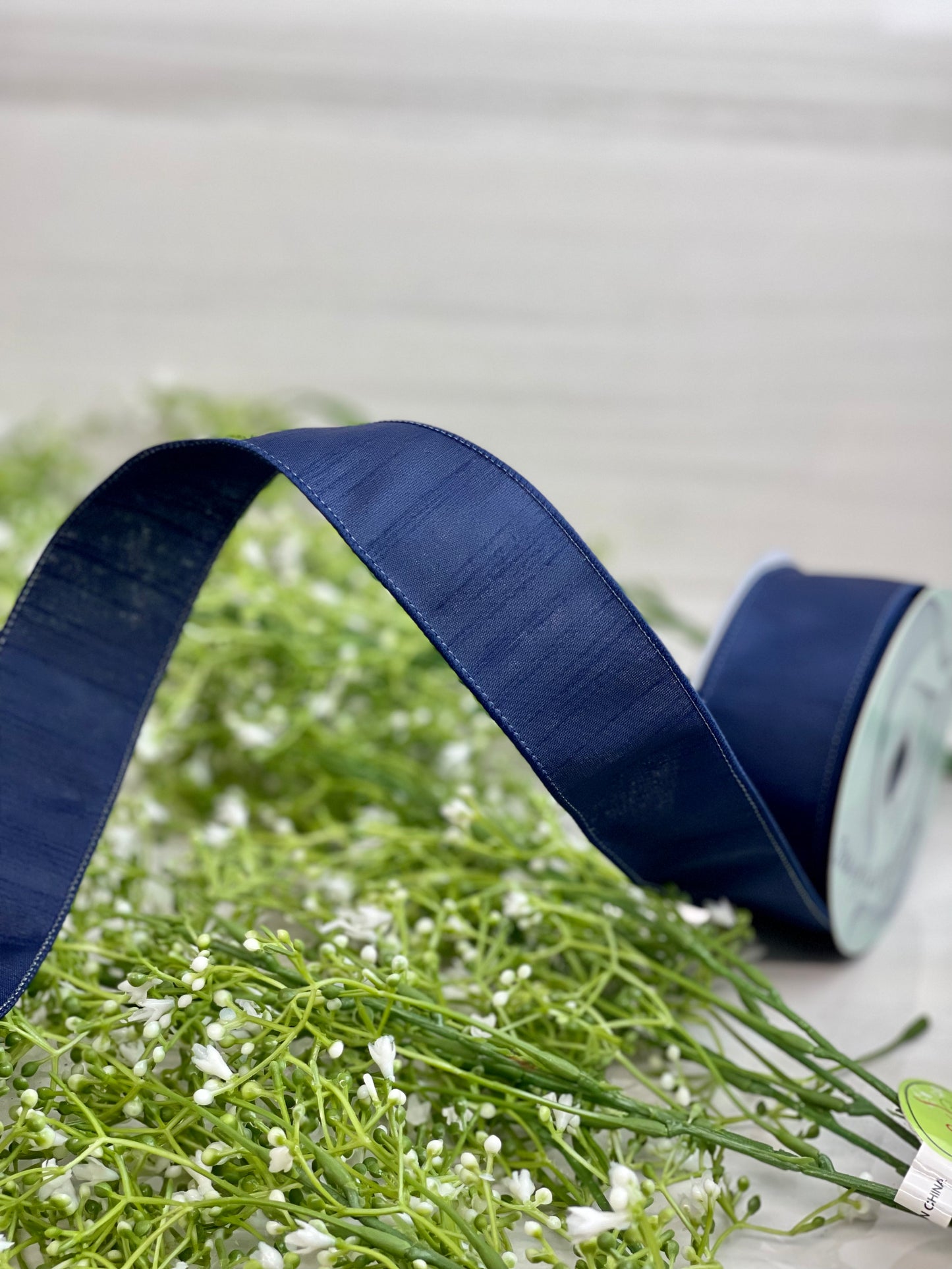 1.5 Inch By 10 Yard Navy Blue Faux Dupioni Ribbon