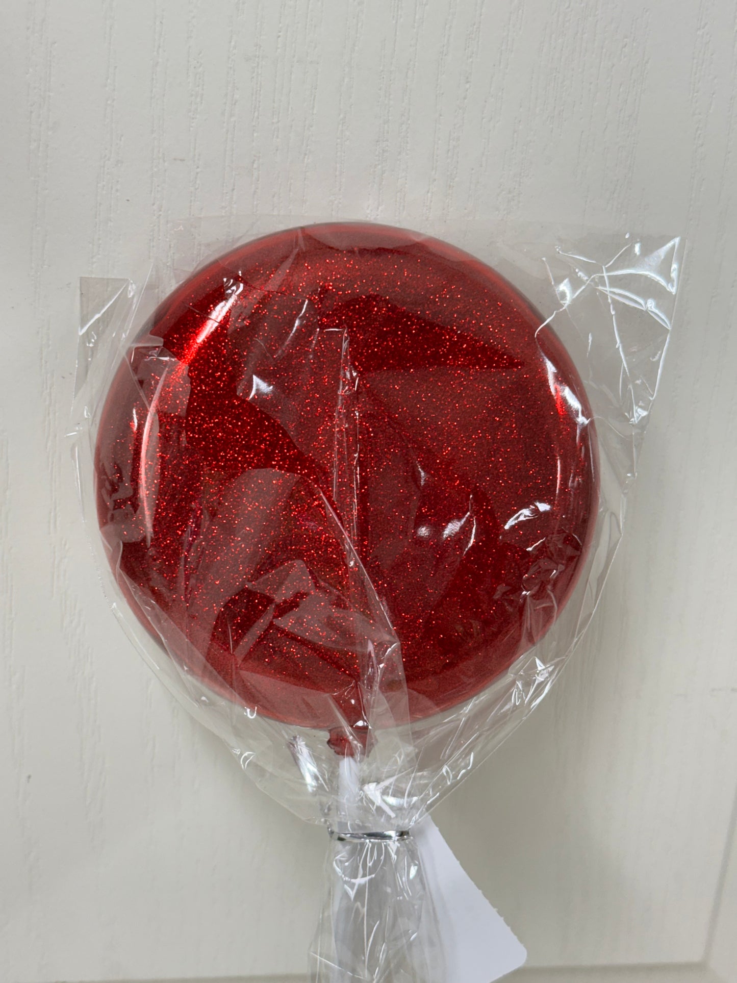 5 Inch Red Glitter Lollipop With Stick
