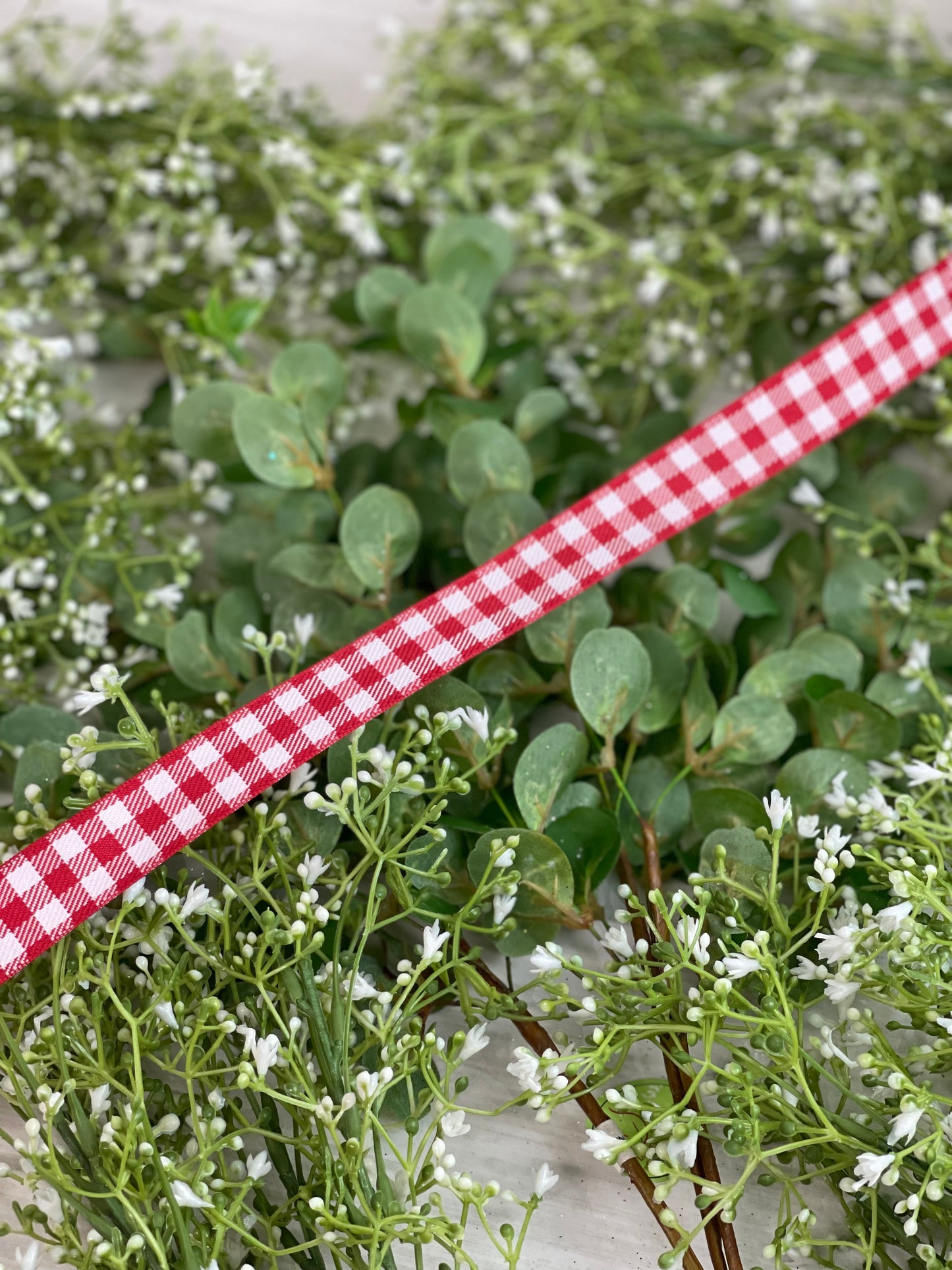 7/8 Inch By 10 Yard Red And White Buffalo Check Ribbon