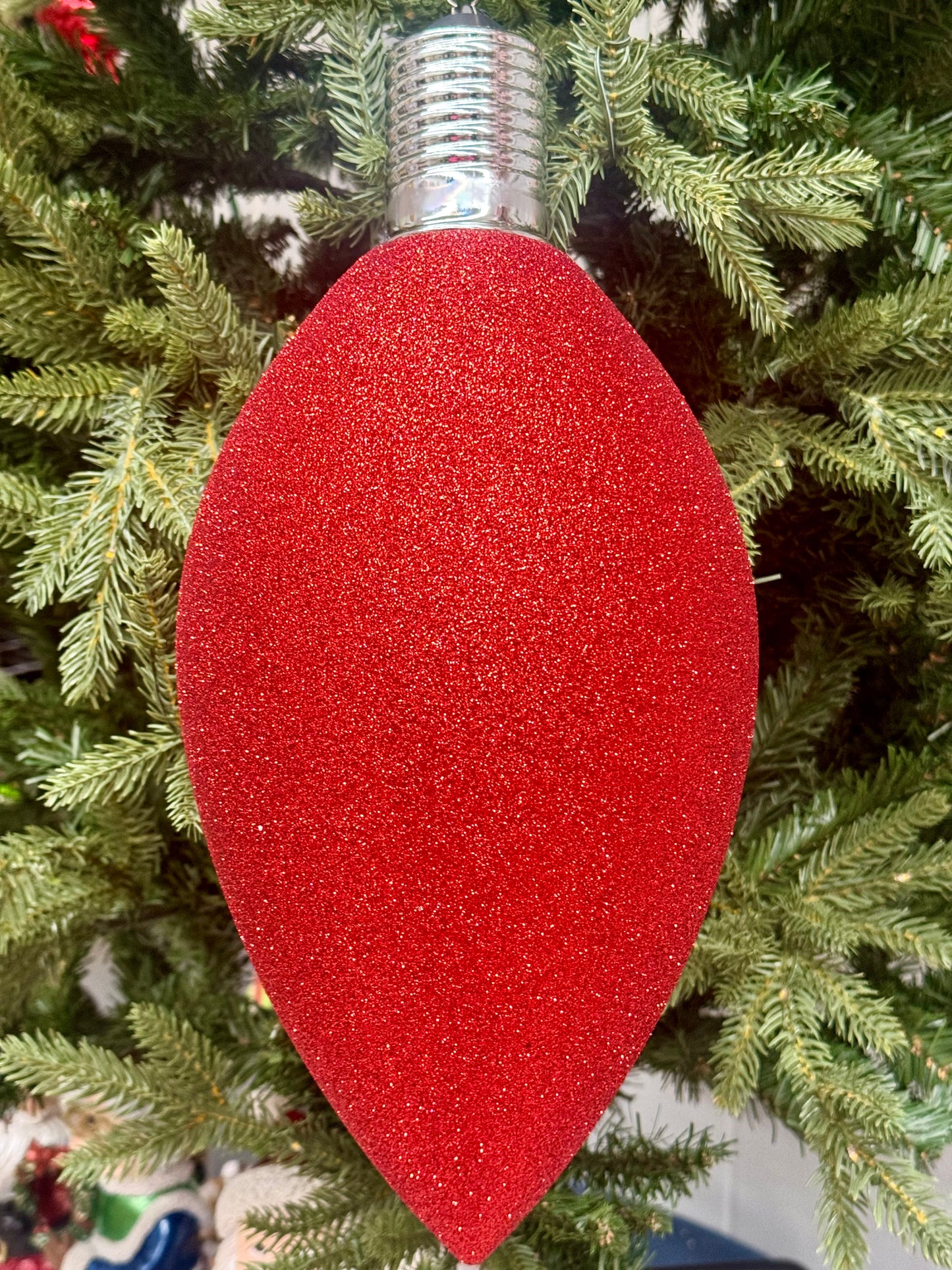 15.5 Inch Red Glitter Light Bulb Ornament