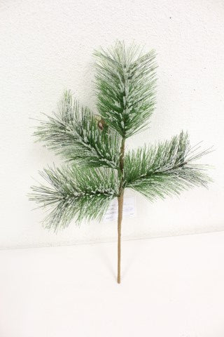 16 Inch Green Pine With Snow Bush