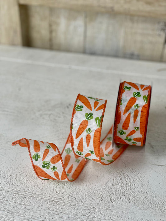 1.5 Inch By 10 Yard Carrots On Cream Ribbon