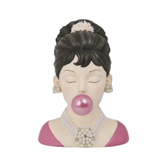 12 Inch Pink Bubblegum Girl Head Vase