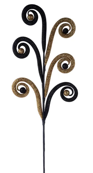28.5 Inch Black And Gold Glitter Tubing Coil Spray