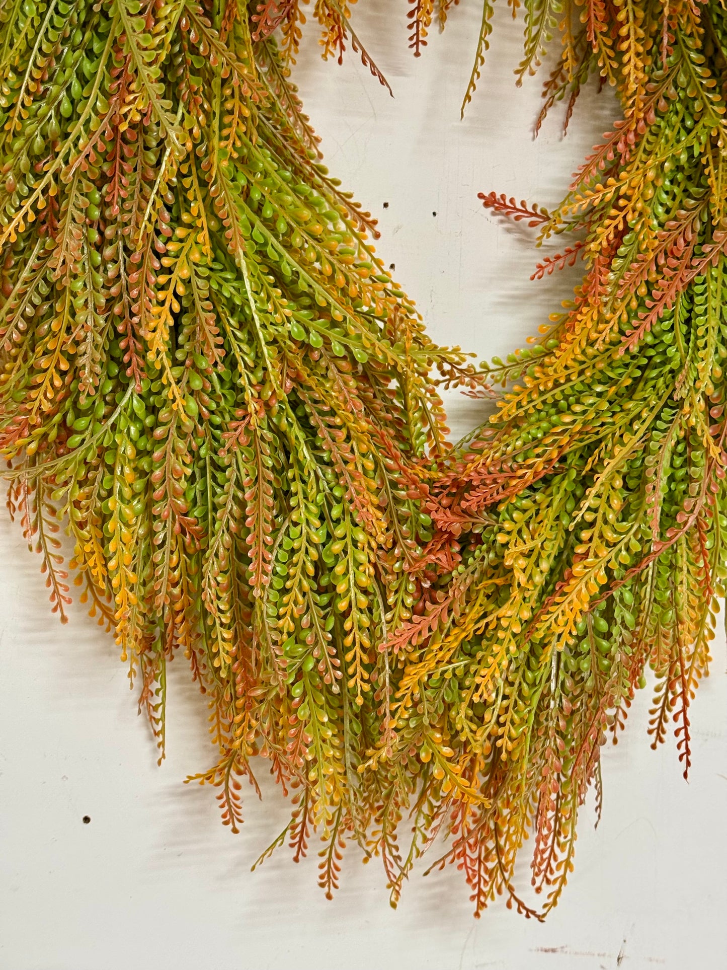 32 Inch Orange And Green Oval Fall Bead Grass Wreath