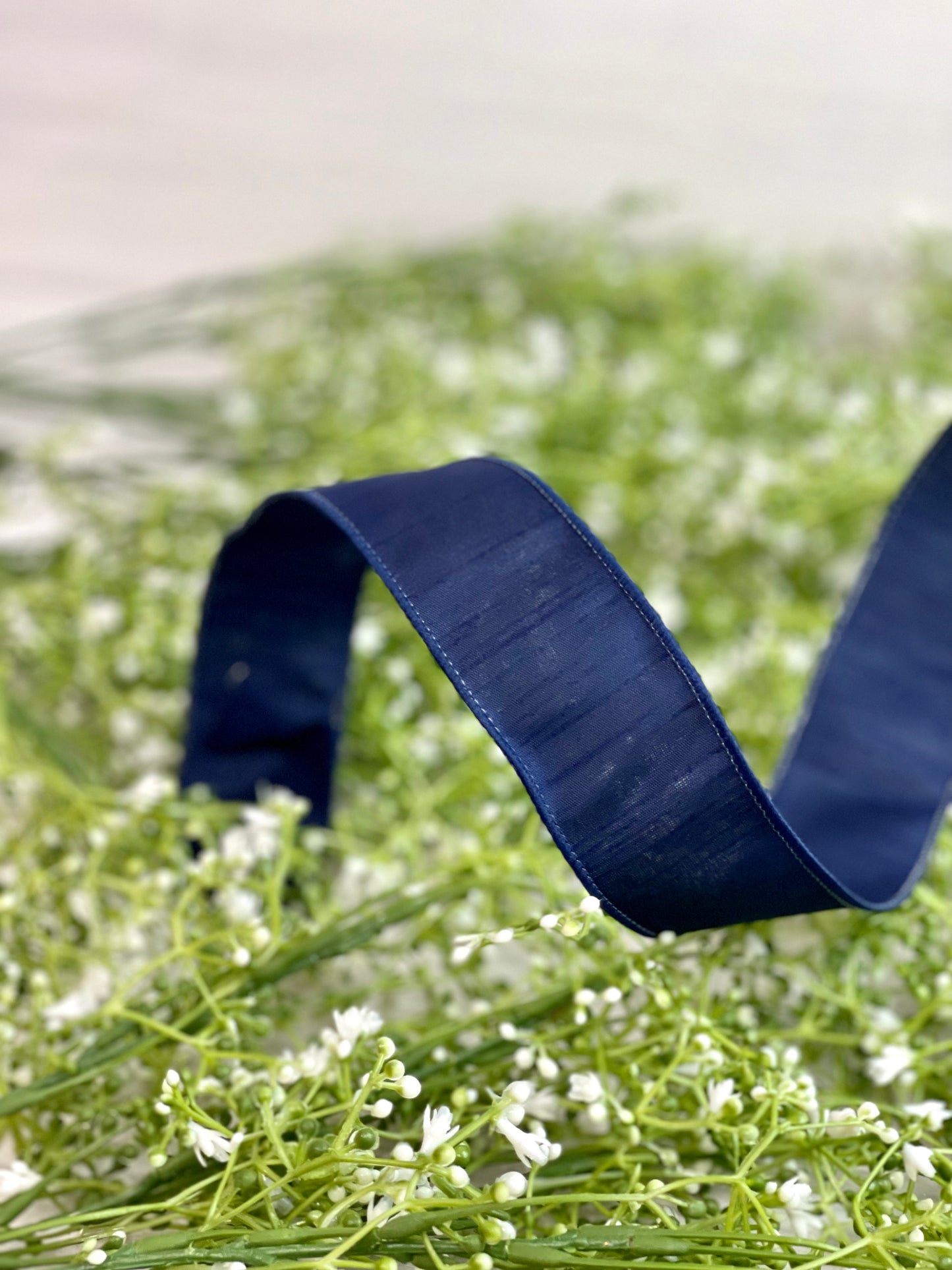 1.5 Inch By 10 Yard Navy Blue Faux Dupioni Ribbon