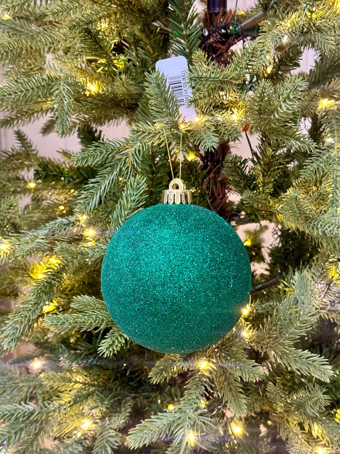 5 Inch Hunter Green Glitter Ornament Ball