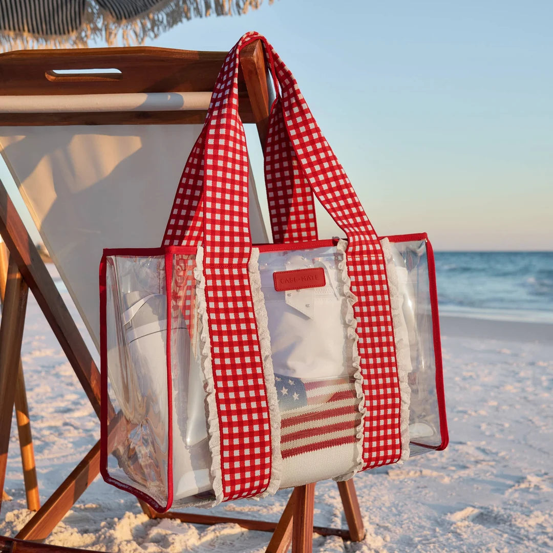 Case Mate Jelly Tote With Phone Pouch Clear Cherry Gingham Eyelet Ruffle