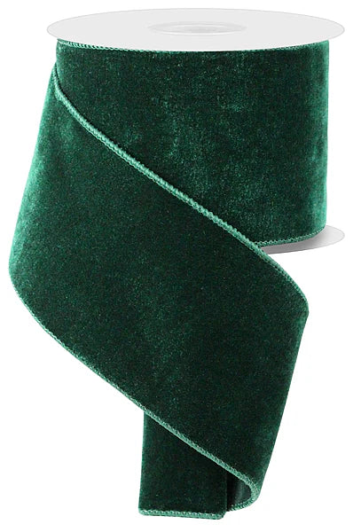 4 Inch By 10 Yard Hunter Green Deluxe Velvet With Satin Backing Ribbon