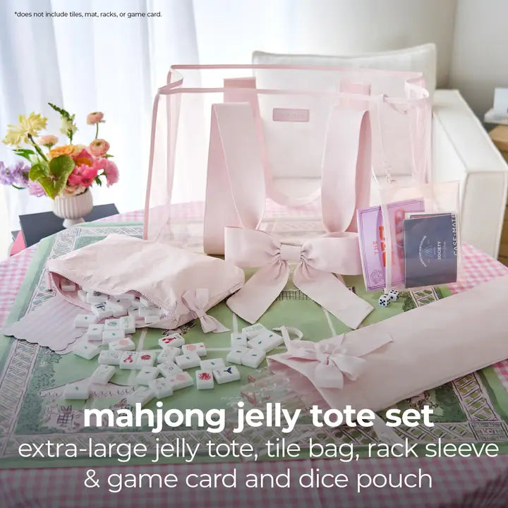 Case Mate Mahjong Jelly Tote Set Ballet Pink With Bow 4 Piece Set
