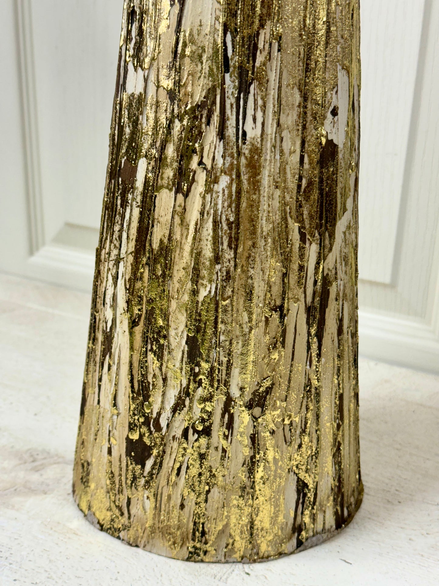 30 Inch Gold Cone Tree With Gold Leaf