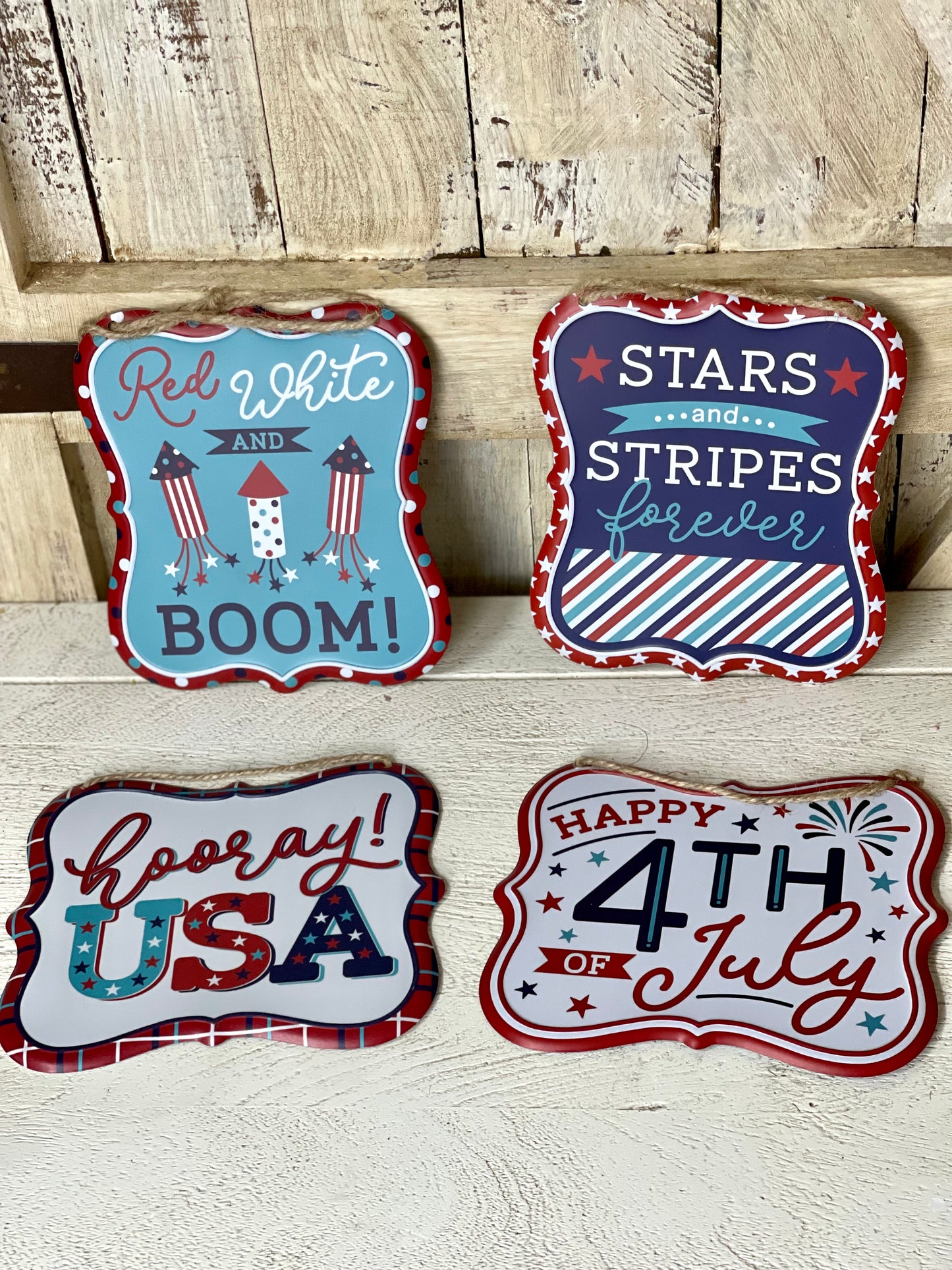 Tin Embossed Patriotic Sign Four Styles