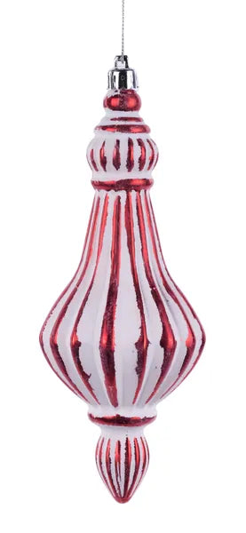 7.75 Inch Red And White Stripe Finial Ornament