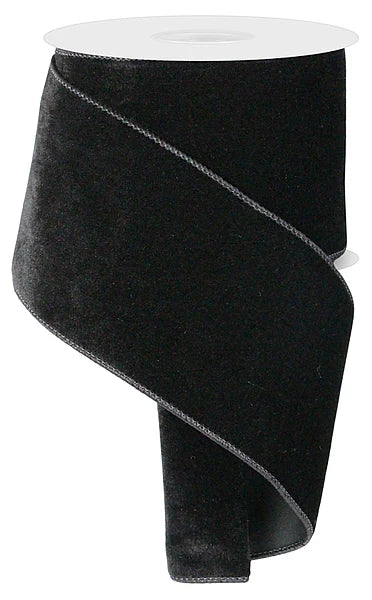 4 Inch By 10 Yard Black Deluxe Velvet With Satin Backing Ribbon