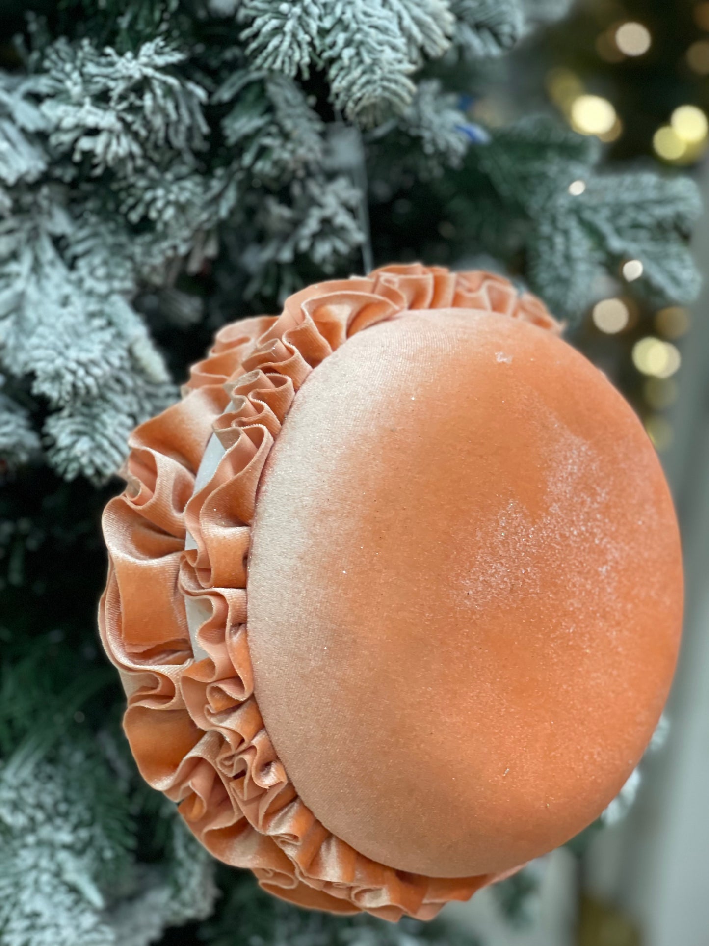 8.5 Inch Peach Orange Fabric Scrumptious Macaroon Ornament