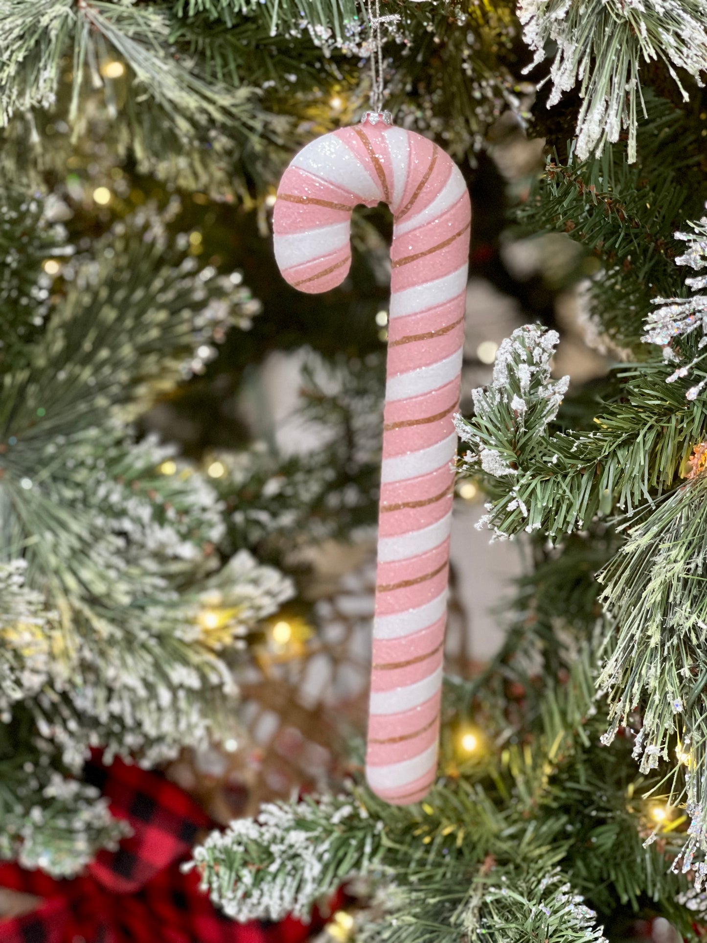 12 Inch Brown White And Pink Candy Cane Ornament