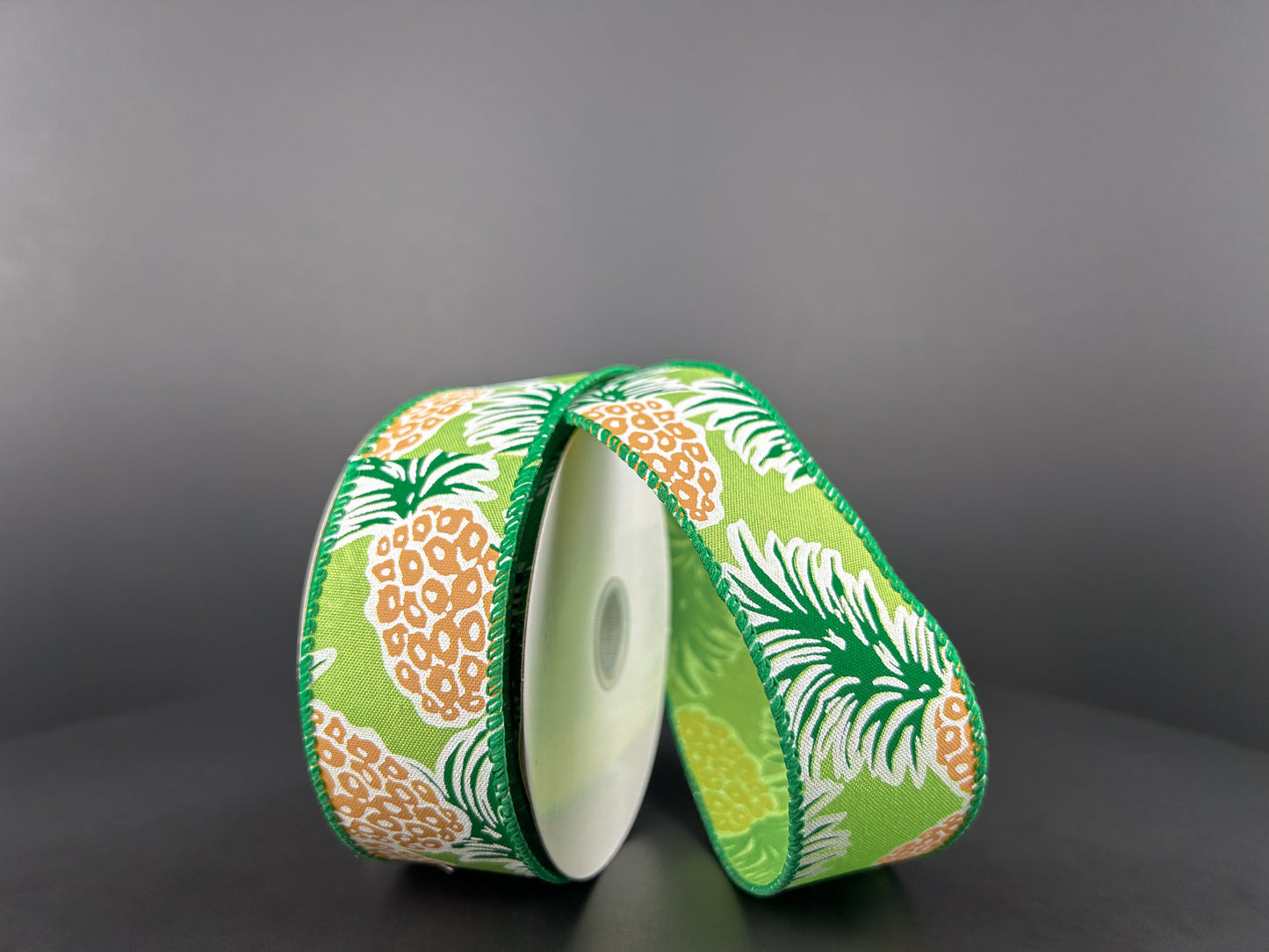 1.5 Inch By 10 Yard Green Pineapple Ribbon
