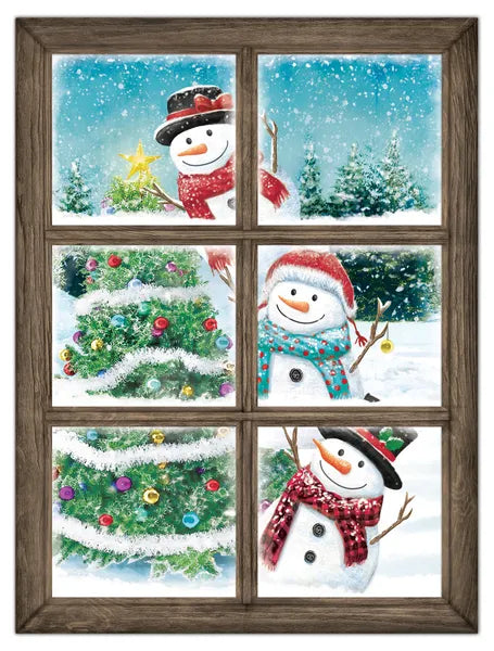 19 Inch Snowmen With Trees Window Sign