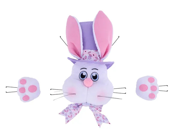 25 Inch White Pink And Lavender Bunny With Hat Decor Kit