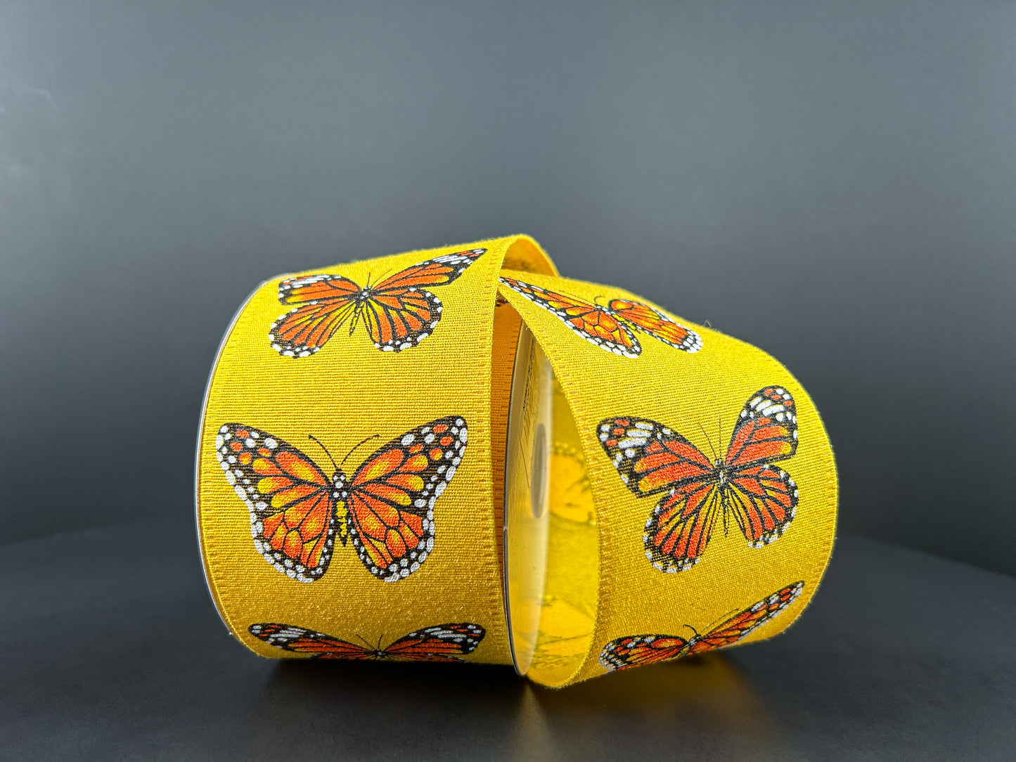 2.5 Inch By 10 Yard Yellow And Orange Butterfly Ribbon