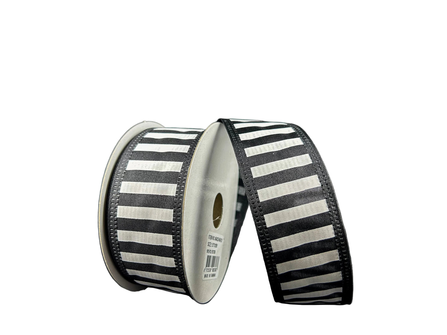 1.5 Inch By 10 Yard Black And White Stripe Ribbon