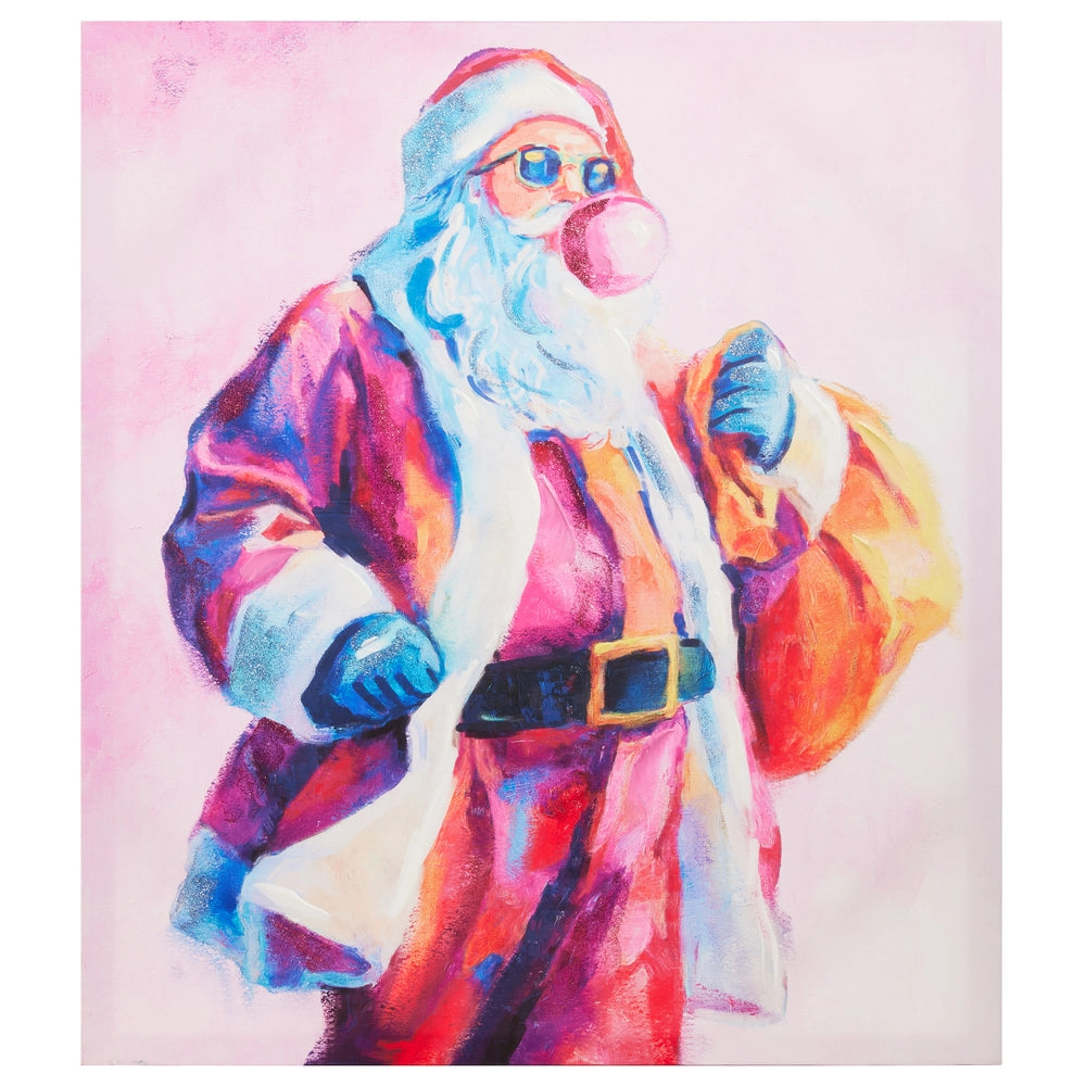 27.5 Inch Pink Color Pop Santa Wall Art