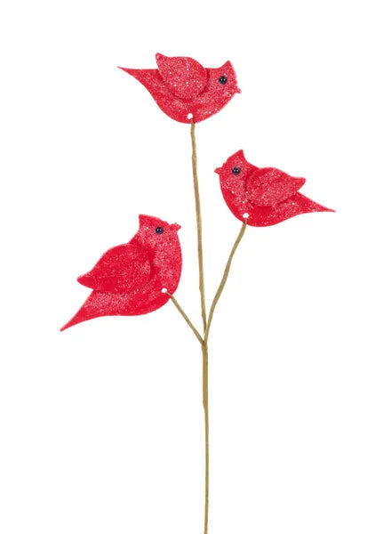 12 Inch Red Felt Glitter Cardinal Pick