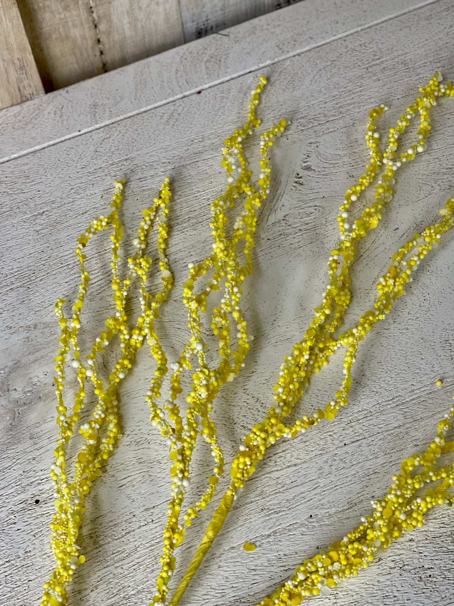 Yellow Beaded Curly Twig Spray