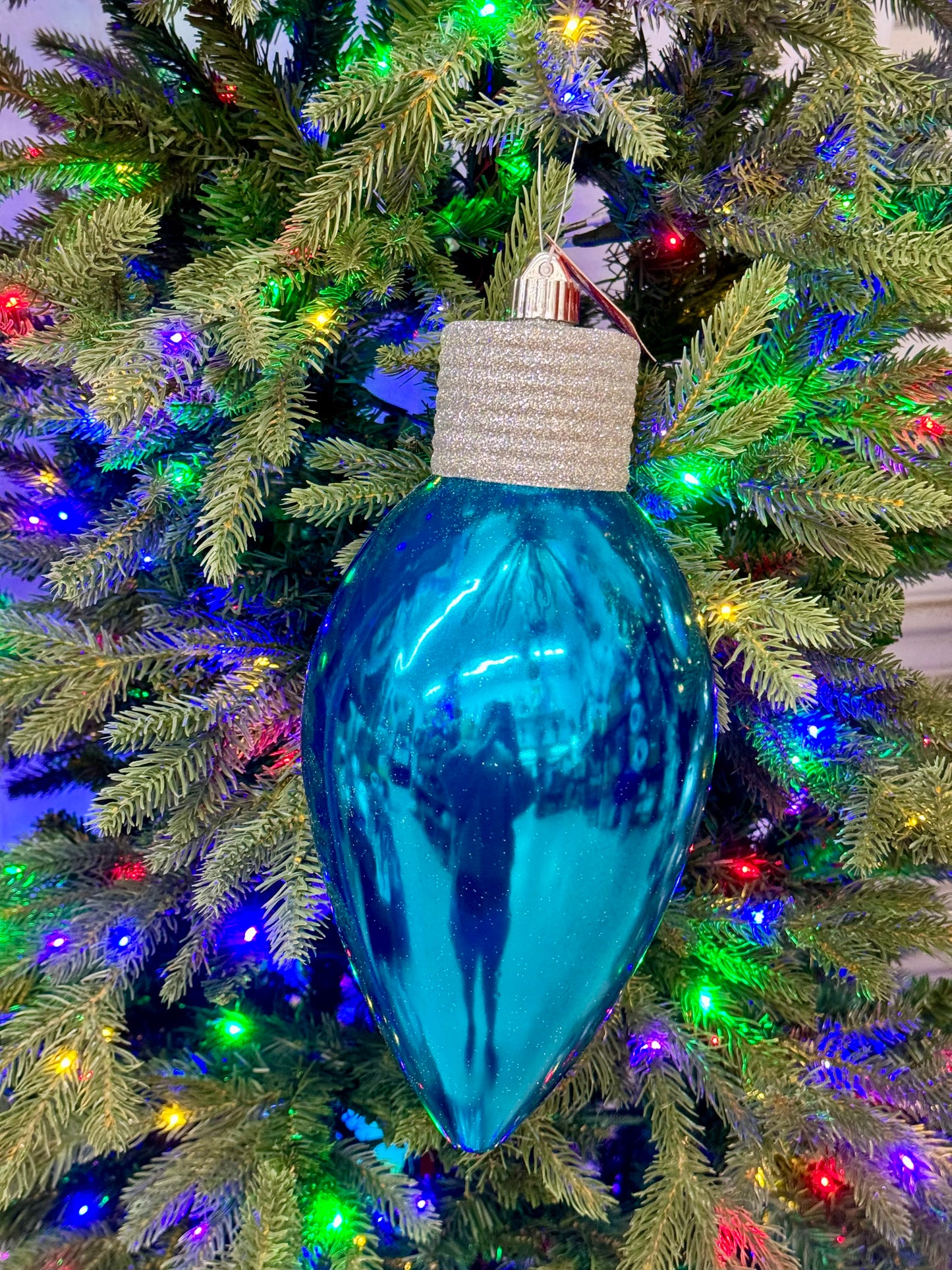 12 Inch Balmy Seas Shatterproof C9 Lightbulb Ornament With Silver Cap