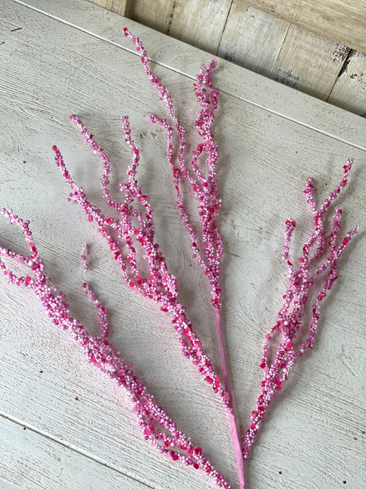 37 Inches Long Pink Beaded Curly Twig Spray