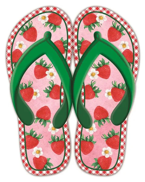 12.75 Inch Metal Strawberry Flip Flops Sign