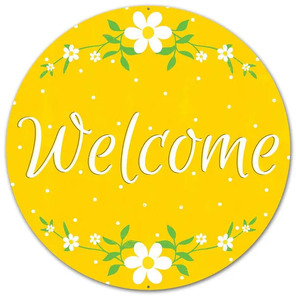 12 Inch Metal Welcome Daisy Sign