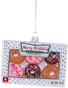 4 Inch Merry Kristmas Doughnuts Glass Ornament