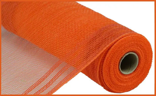 10.5 Inch By 10 Yard Orange Faux Jute Border Stripe Mesh