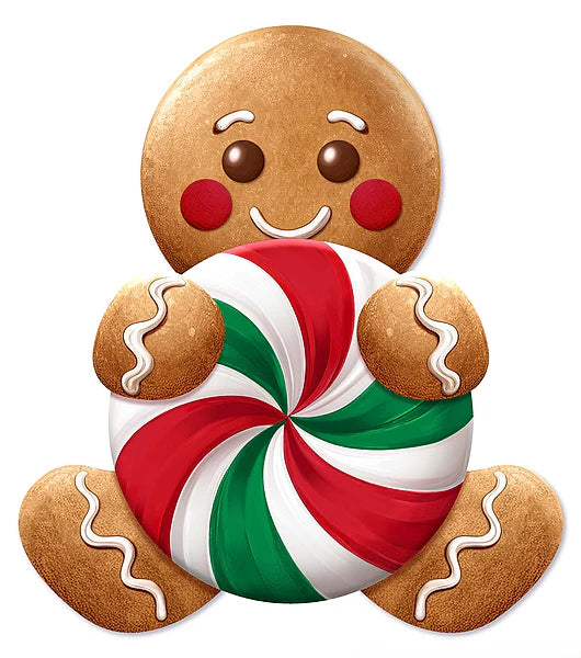 12 Inch Red And Emerald Gingerbread Candy Sign