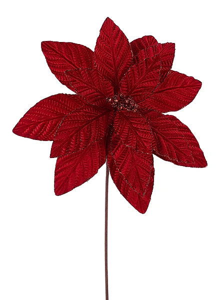 20.5 Inch Cranberry Poinsettia Stem