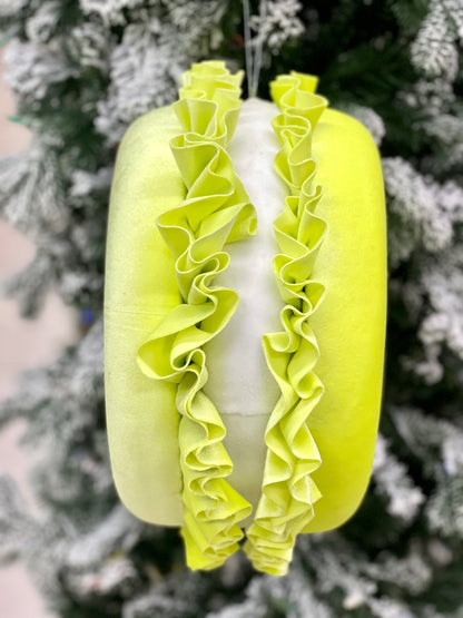12.75 Inch Green Yellow Fabric Scrumptious Macaroon Ornament